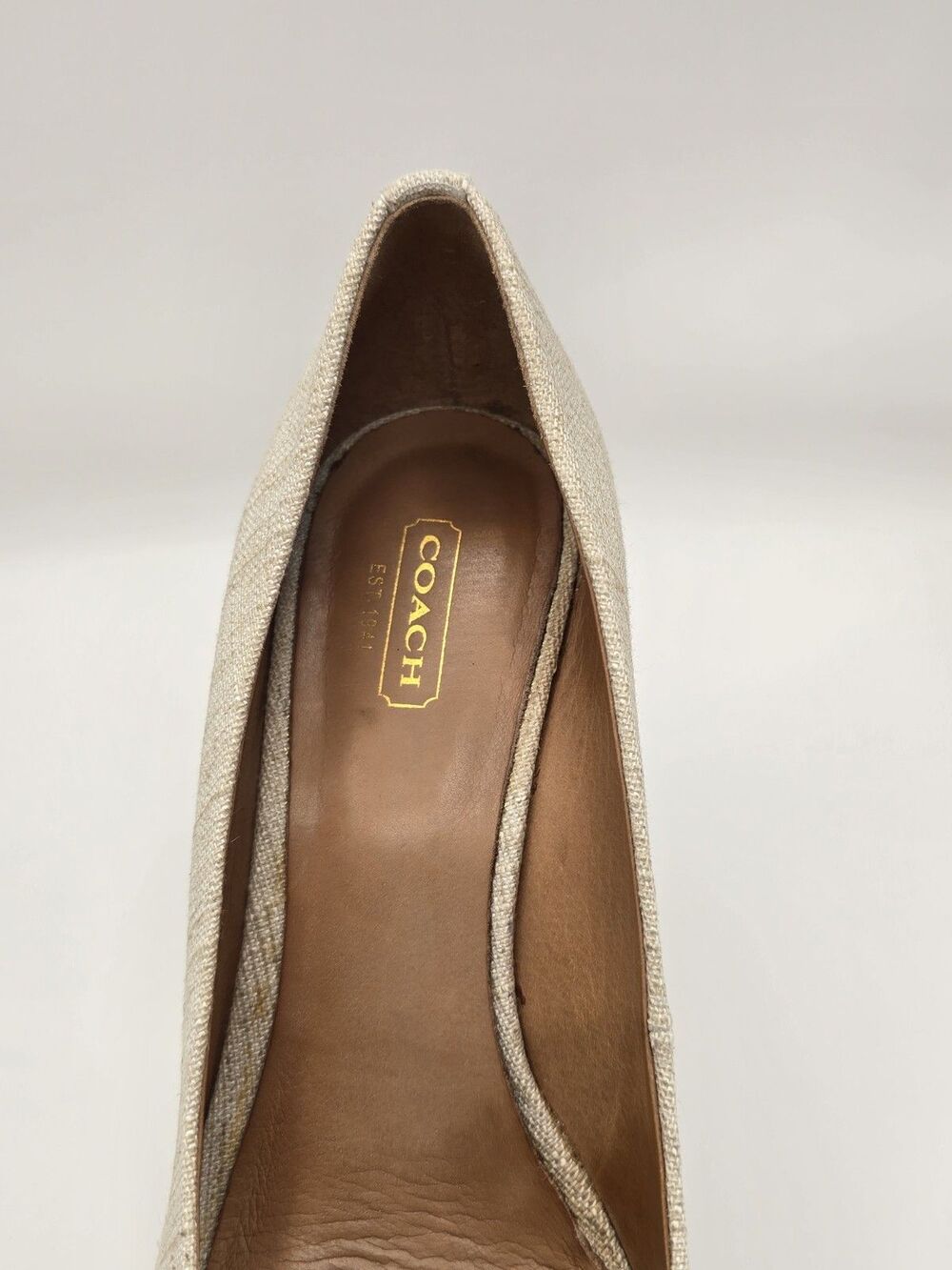 Coach Milan Platform Espadrille Wedge Heel Peep Toe Gold Size 8.5 - Picture 4 of 13